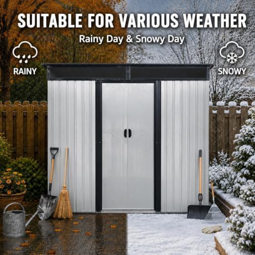 Lean to metal shed with sliding doors — photo 5