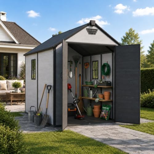 Resin bike shed with floor and vent