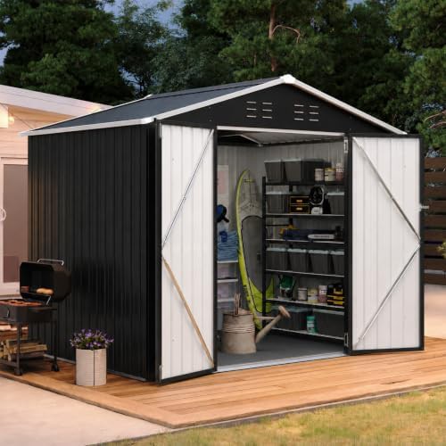 Black galvanized steel shed with floor
