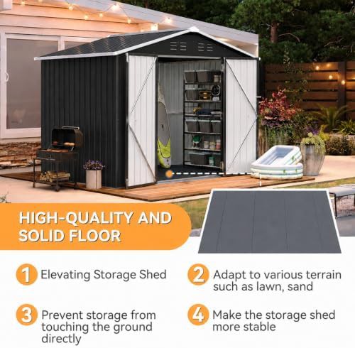 Black galvanized steel shed with floor — photo 3