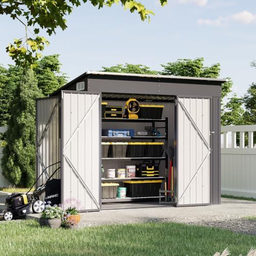 Black Metal Lean To Shed 8x4 With Floor