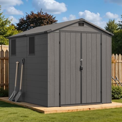 Resin lawn mower storage shed 6x8 ft