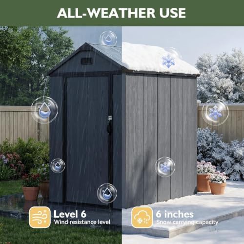 Dark gray resin garden storage shed — photo 4