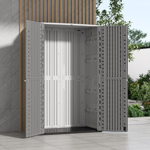 Large gray and white vertical utility shed — photo 3