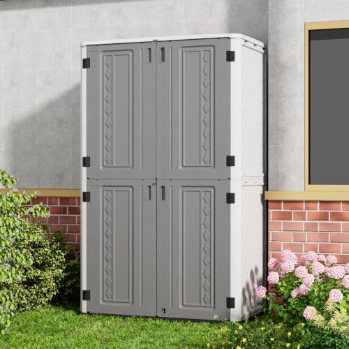Large gray and white vertical utility shed — photo 5
