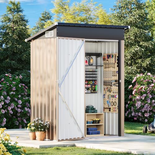Compact brown steel tool house