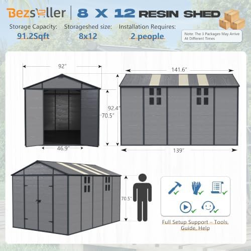 Large resin shed with floor gray — photo 3