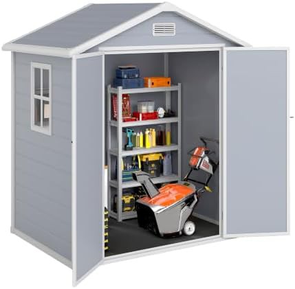 Plastic bike storage shed with floor and window
