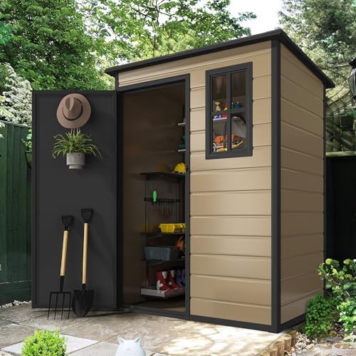 Small resin garden shed with side window