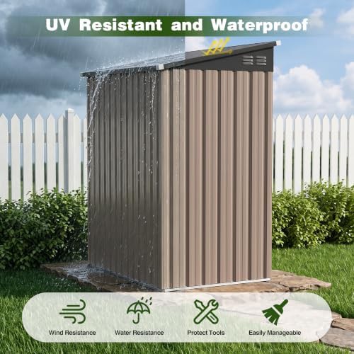 Brown sloped metal storage shed — photo 3