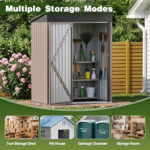 Brown sloped metal storage shed — photo 4