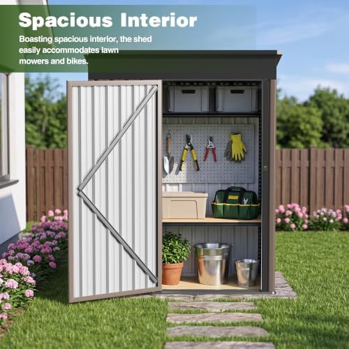 Brown sloped metal storage shed — photo 5
