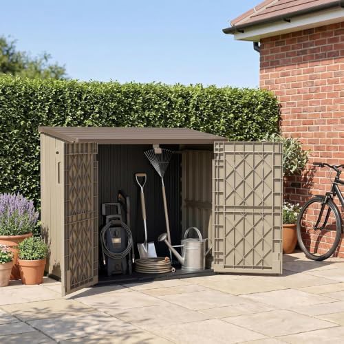 Brown Resin Patio Storage Cabinet Box