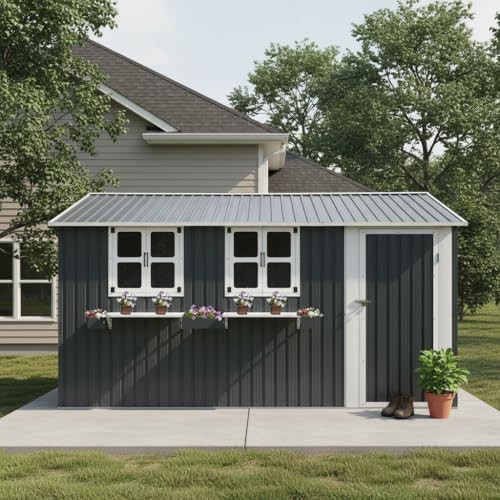 Coal Grey Walk-in Metal Bike Shed
