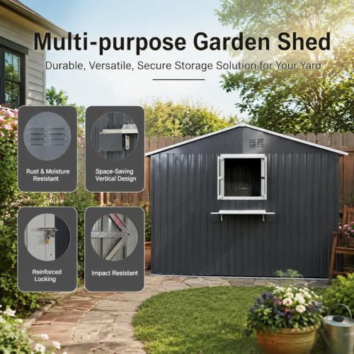 Coal Grey Walk-in Metal Bike Shed — photo 5
