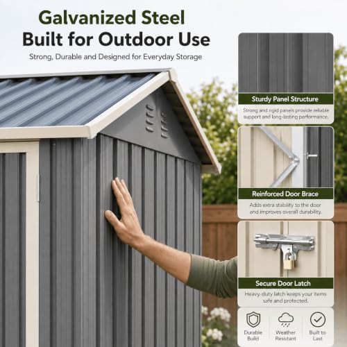 Galvanized steel bike and tool shed with window — photo 4