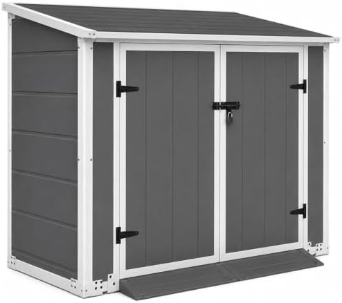 Resin garbage bin enclosure with floor ramp