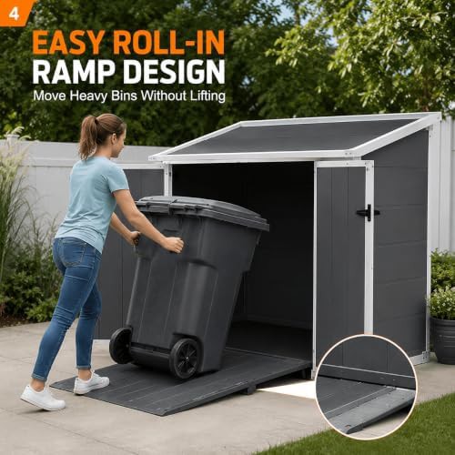Resin garbage bin enclosure with floor ramp — photo 4