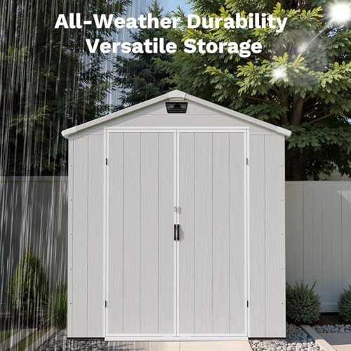 Light grey resin lawn mower shed — photo 4
