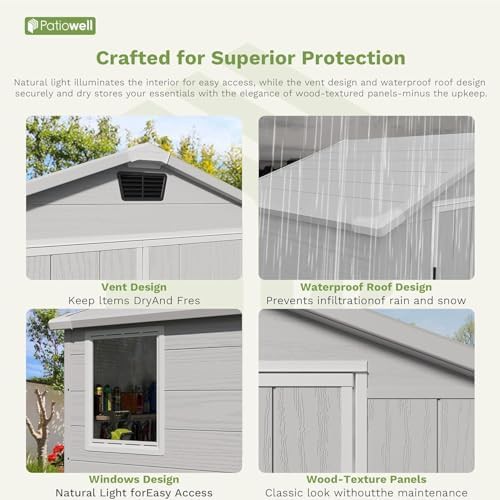 Light grey resin lawn mower shed — photo 5