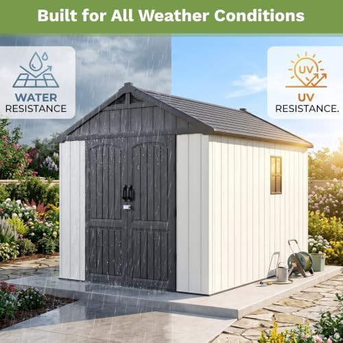 Beige resin garden shed with floor — photo 4