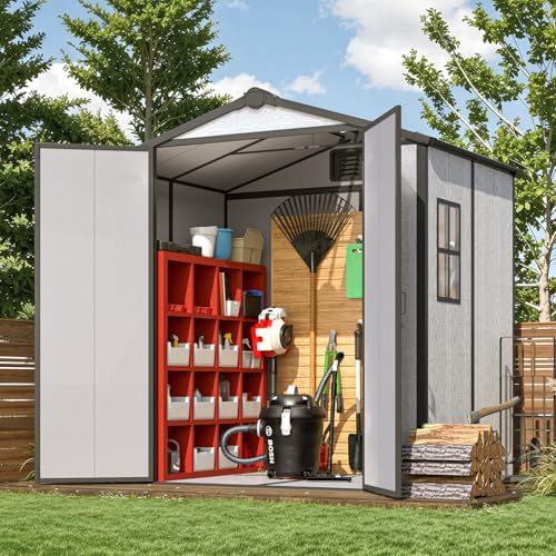 Resin outdoor storage unit with floor