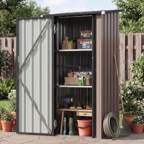 Small vertical outdoor storage cabinet with floor