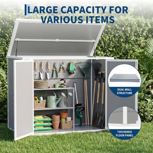 Resin horizontal trash can storage shed — photo 3