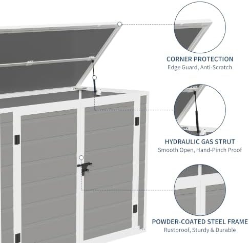 Resin horizontal trash can storage shed — photo 5