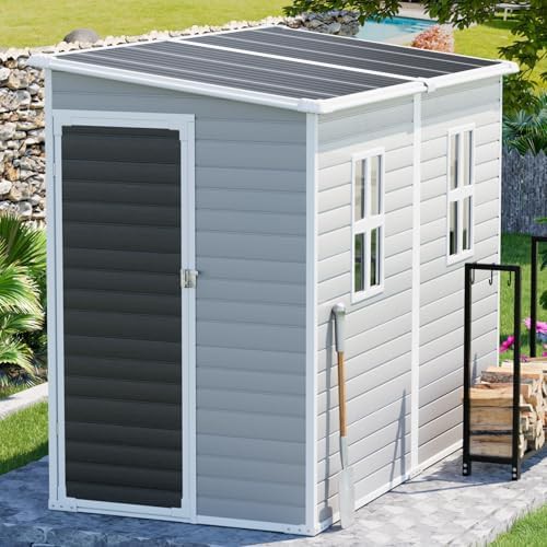 Gray Resin Lean To Shed with Window