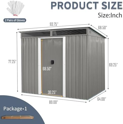 Metal storage shed with sliding doors and transparent panels — photo 3