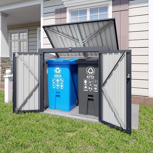 Metal double door waste bin storage cabinet