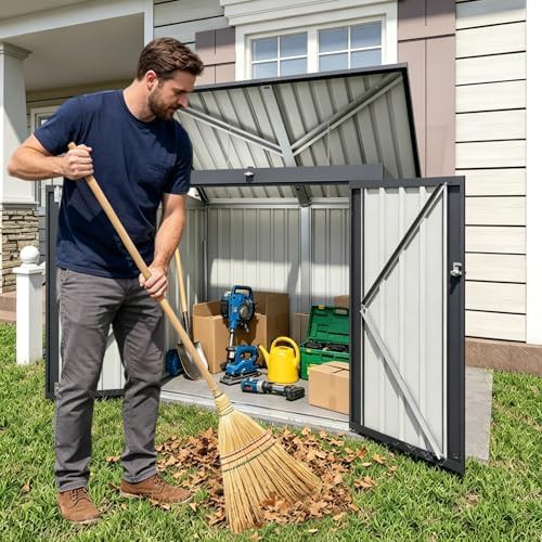 Metal double door waste bin storage cabinet — photo 4