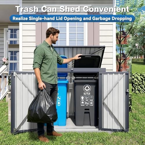 Metal double door waste bin storage cabinet — photo 5