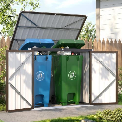 Horizontal waterproof trash can storage shed