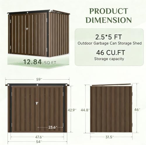 Horizontal waterproof trash can storage shed — photo 4