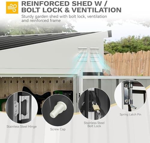 Dark gray three door metal storage shed — photo 5