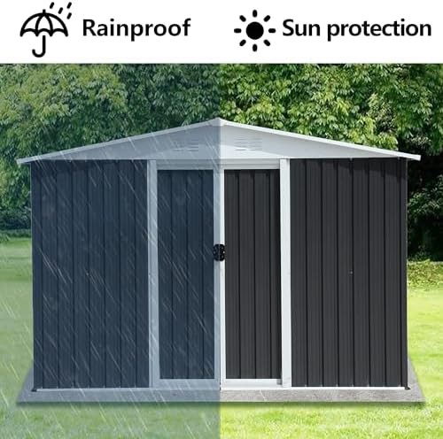 Aluminum garden shed with apex roof and sliding doors — photo 3