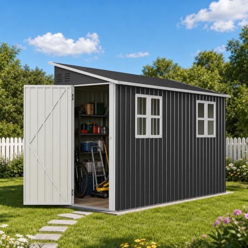 Black Lean To Metal Shed with Floor Base — photo 3