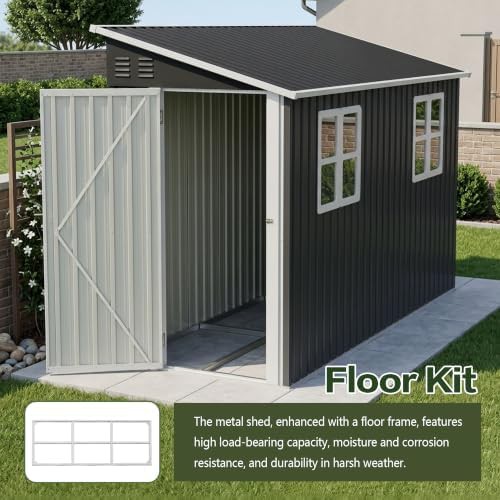 Black Lean To Metal Shed with Floor Base — photo 4