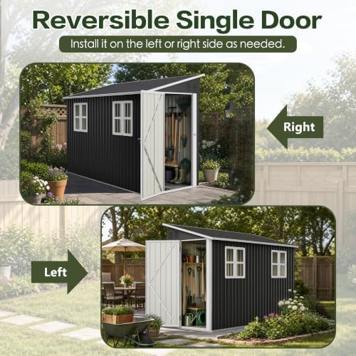 Black Lean To Metal Shed with Floor Base — photo 5