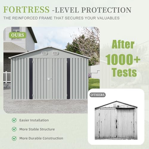 White metal storage shed with sloped roof — photo 3