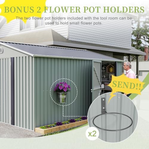 White metal storage shed with sloped roof — photo 4