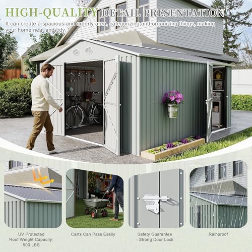 White metal storage shed with sloped roof — photo 5